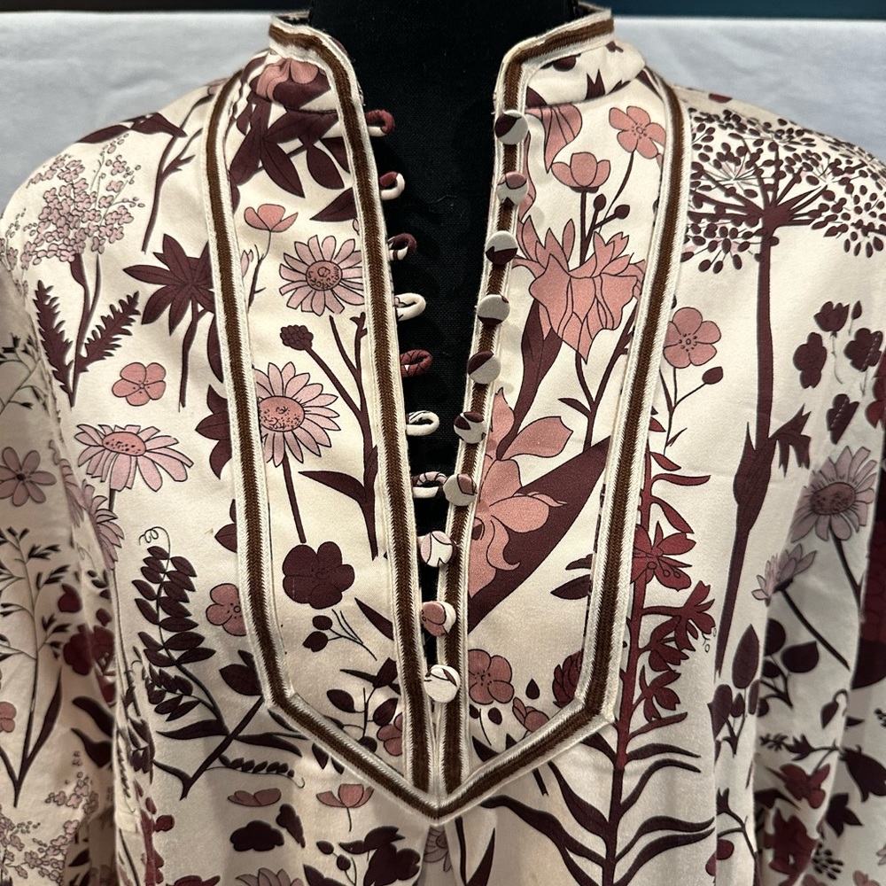 Tuckernuck Dress Cream & Maroon shades Fall Dress with pockets 3/4 sleeve SZ XL